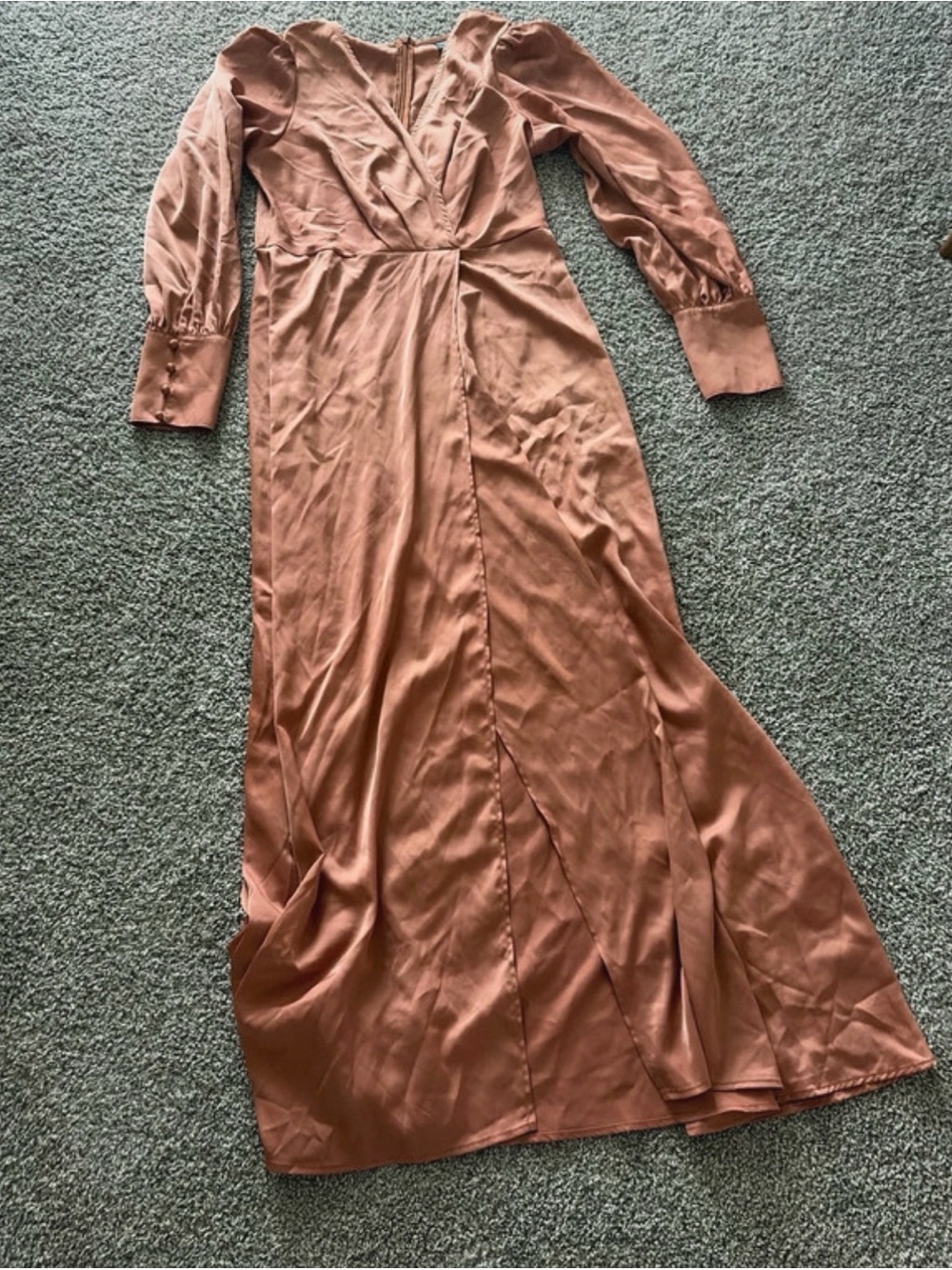 SHEIN Rust Wrap-Style Long Sleeve Maxi Dress